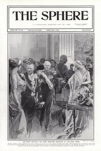 The King's Birthday at PM's Reception India Office (original cover page Sphere 1913) art by Fortunin The King's Birthday at PM's Reception India Office (original cover page Sphere 1913) art by Fortunin