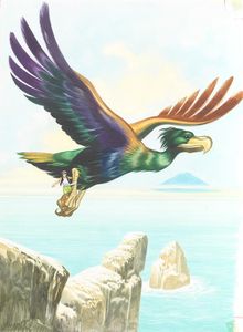 Sinbad the Sailor - Dodo gives a Lift art by Ron Embleton Sinbad the Sailor - Dodo gives a Lift art by Ron Embleton