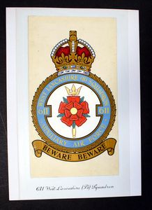 R.A.F. Badge: West Lancashire (B) Squadron 611 art by 20th Century unidentified artist R.A.F. Badge: West Lancashire (B) Squadron 611 art by 20th Century unidentified artist