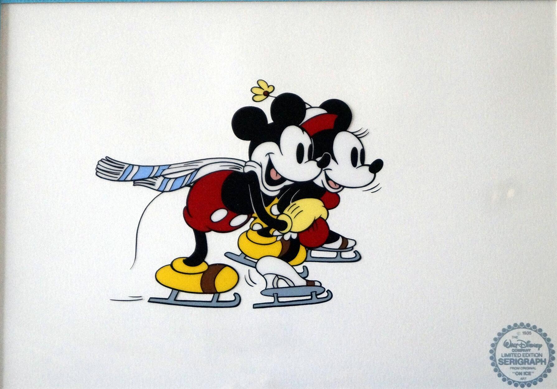 The Skating Lesson. Mickey and Minnie Mouse art by Disney Studio The Skating Lesson. Mickey and Minnie Mouse art by Disney Studio