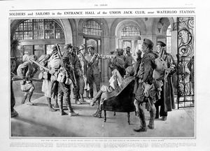 The Union Jack Club (original page from The Sphere 1916) art by Fortunino Matania The Union Jack Club (original page from The Sphere 1916) art by Fortunino Matania