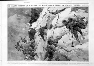 A Patrol Of Alpini (original page from The Sphere 1918) art by Fortunino Matania A Patrol Of Alpini (original page from The Sphere 1918) art by Fortunino Matania