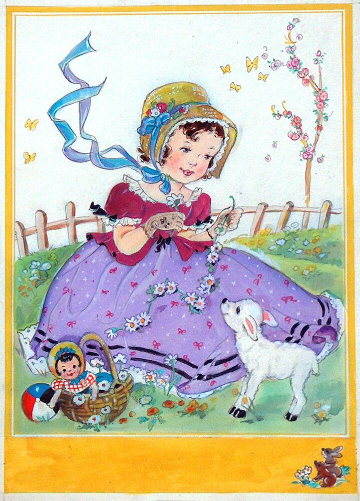 Girl with Lamb and Daisies art by E Dorothy Rees Girl with Lamb and Daisies art by E Dorothy Rees