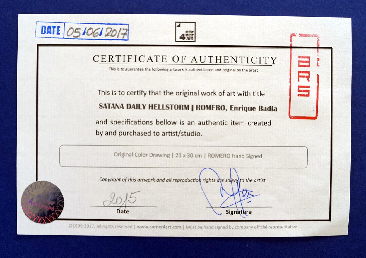 Certificate of authenticity art by Enric Badia Romero Certificate of authenticity art by Enric Badia Romero