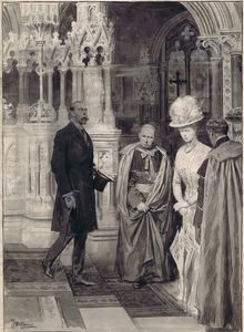 King George V and Queen Mary at St Paul's Cathedral 1911 art by Fortunino Matania King George V and Queen Mary at St Paul's Cathedral 1911 art by Fortunino Matania