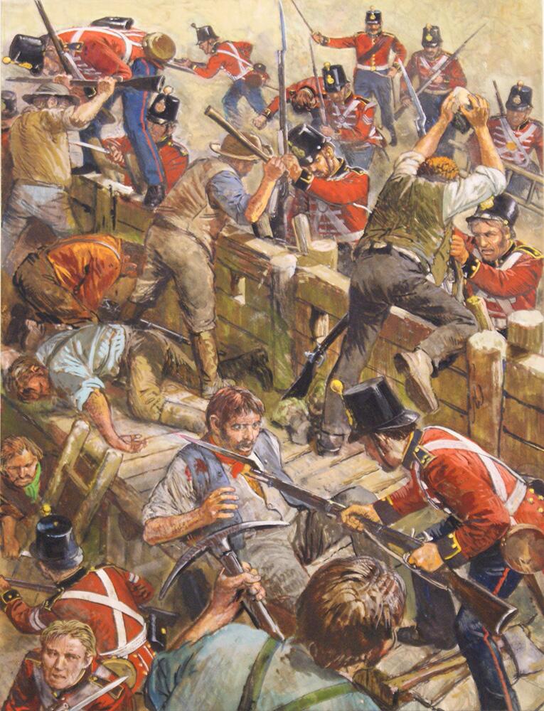 Australian Mining Revolt at the Blue Mountains 1854 art by Clive Uptton Australian Mining Revolt at the Blue Mountains 1854 art by Clive Uptton