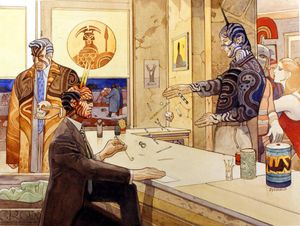 Zeus, Poseidon et Hades art by Moebius (Jean Giraud) Zeus, Poseidon et Hades art by Moebius (Jean Giraud)