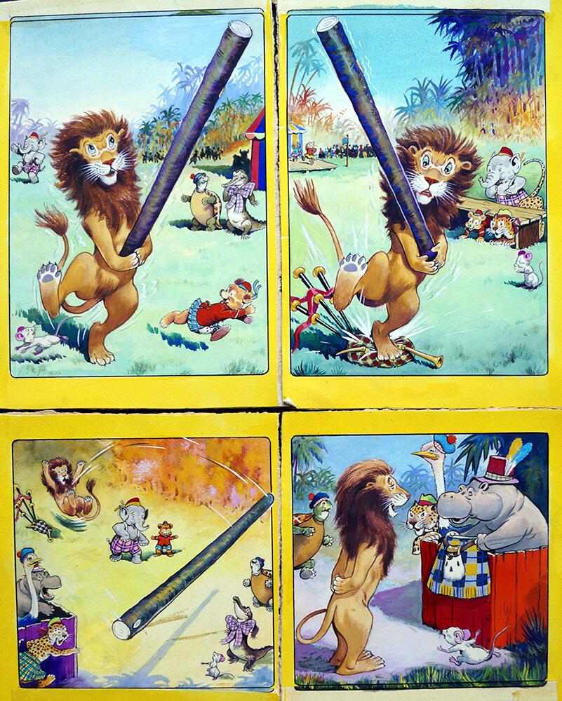 Leo The Friendly Lion - The Caber Toss art by Virginio Livraghi Leo The Friendly Lion - The Caber Toss art by Virginio Livraghi