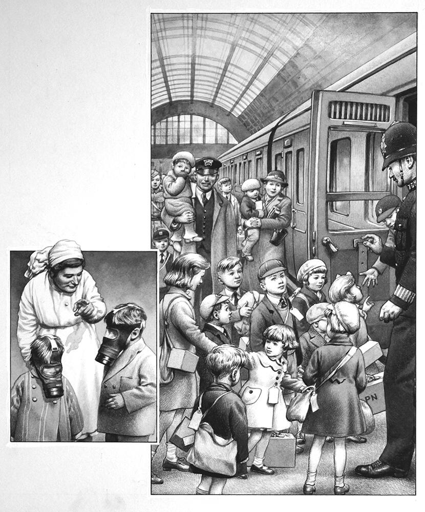Evacuation of London Children art by Patrick Nicolle Evacuation of London Children art by Patrick Nicolle