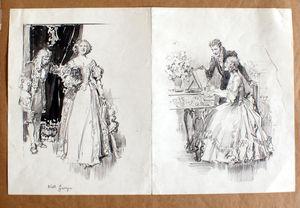 Nell Gwyn - two drawings art by Fortunino Matania Nell Gwyn - two drawings art by Fortunino Matania