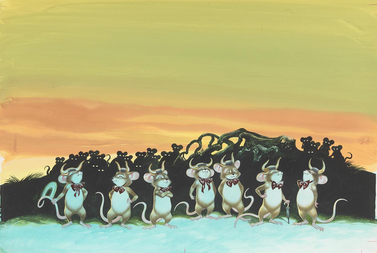 Aesop's Fables - The Mice and the Weasels art by Ron Embleton Aesop's Fables - The Mice and the Weasels art by Ron Embleton