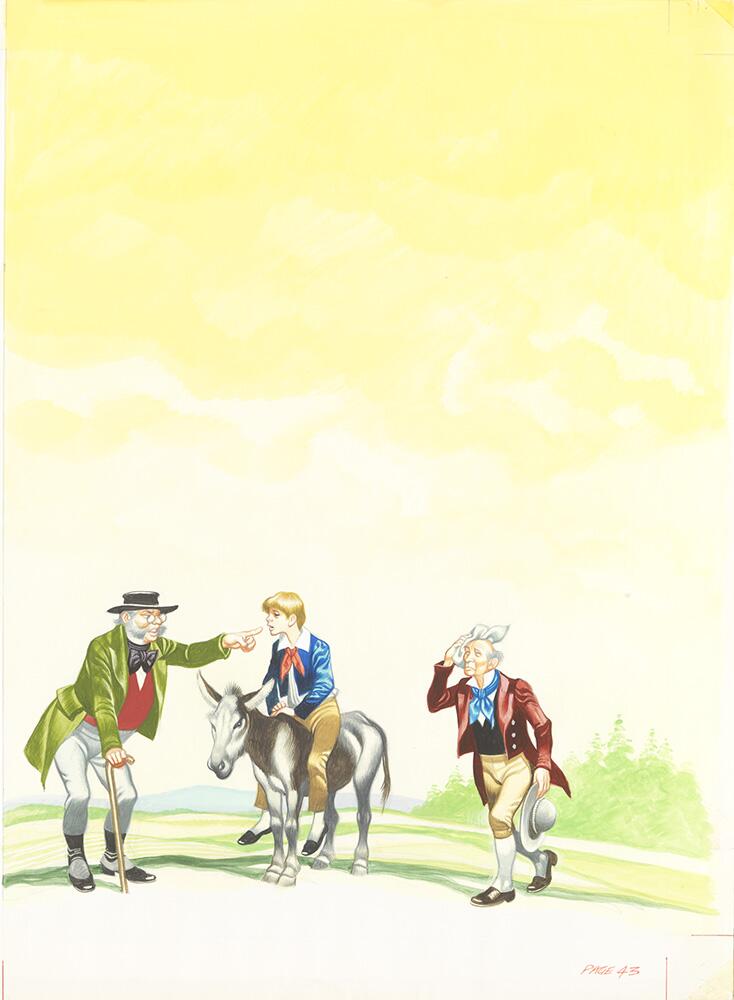 The Miller, his Son and the Donkey: Some Advice art by Ron Embleton The Miller, his Son and the Donkey: Some Advice art by Ron Embleton
