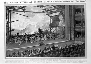 The Wagner Cycles At Covent Garden (original page from The Sphere 1913) art by Fortunino Matania The Wagner Cycles At Covent Garden (original page from The Sphere 1913) art by Fortunino Matania