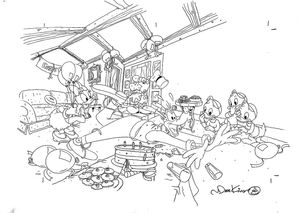 Mickey, Minnie, Goofy, Daisy Duck and Huey, Dewey and Louie art by Dave King Mickey, Minnie, Goofy, Daisy Duck and Huey, Dewey and Louie art by Dave King