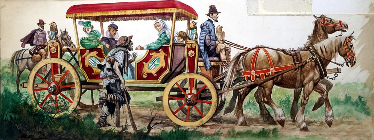 A Tudor Period Horse and Carriage art by Peter Jackson A Tudor Period Horse and Carriage art by Peter Jackson