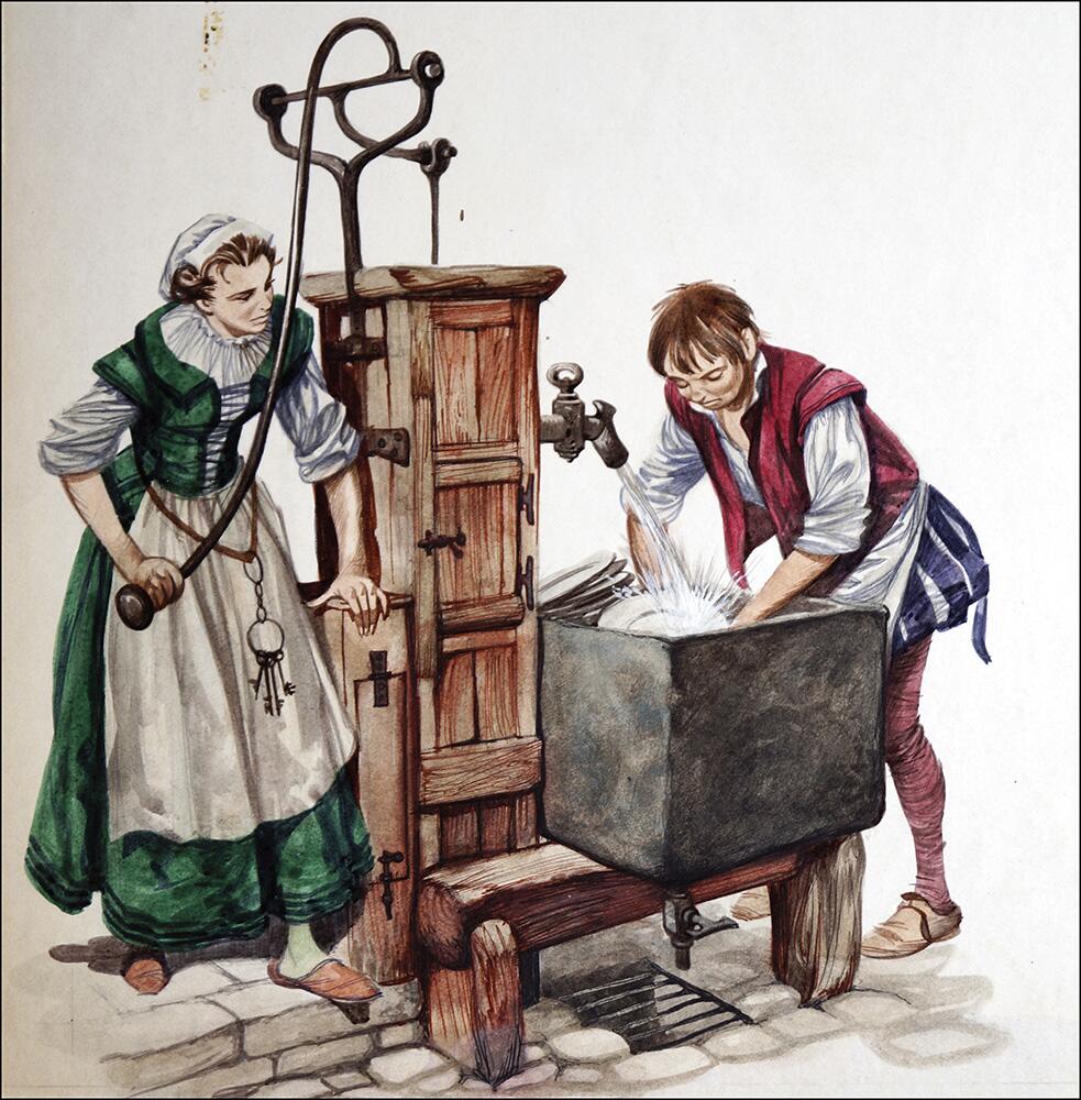 A Tudor Kitchen Water Pump art by Peter Jackson A Tudor Kitchen Water Pump art by Peter Jackson