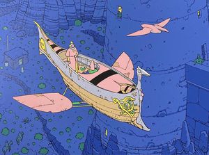 Starwatchers and The Floating Vessel art by Moebius (Jean Giraud) Starwatchers and The Floating Vessel art by Moebius (Jean Giraud)