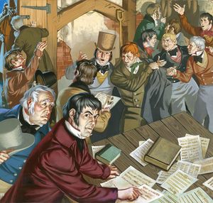The Political Reform Meeting art by Angus McBride The Political Reform Meeting art by Angus McBride