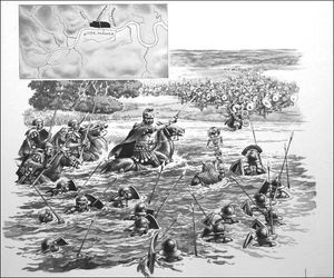 Roman Troops Ford the River Thames art by Patrick Nicolle Roman Troops Ford the River Thames art by Patrick Nicolle