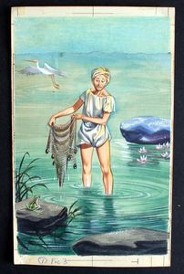 Judar & His Brother: Fishing With A Frog art by Ron Embleton Judar & His Brother: Fishing With A Frog art by Ron Embleton