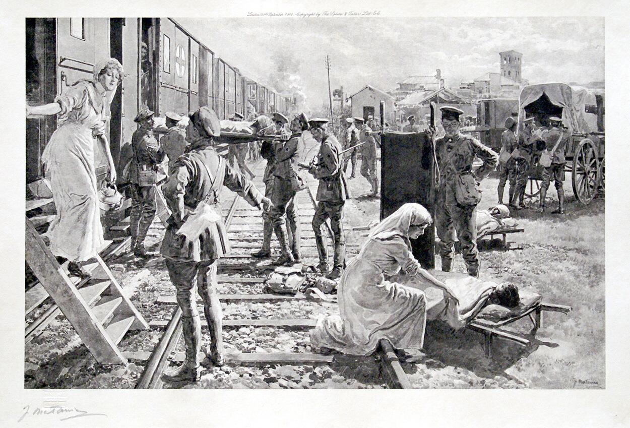 Taking The Wounded Aboard A British Ambulance Train (Artist's Proof) art by Fortunino Matania Taking The Wounded Aboard A British Ambulance Train (Artist's Proof) art by Fortunino Matania