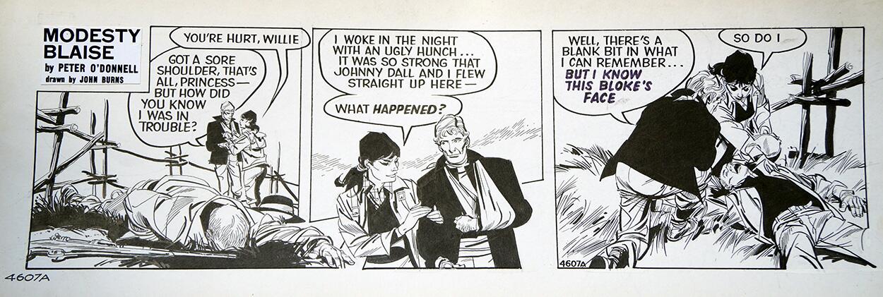 Modesty Blaise daily strip 4607a art by John M Burns Modesty Blaise daily strip 4607a art by John M Burns