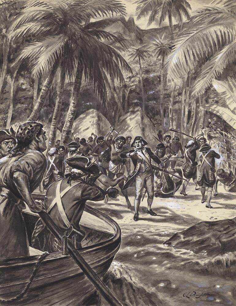 The Death of Captain Cook art by Cecil Doughty The Death of Captain Cook art by Cecil Doughty