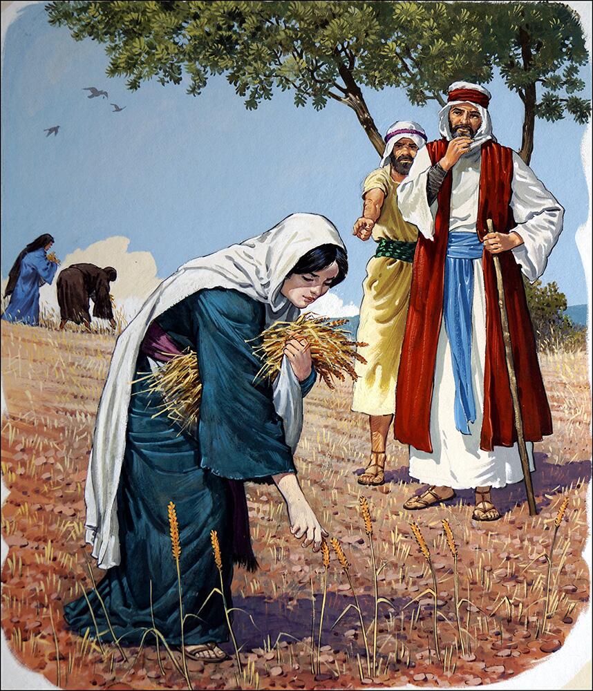 Ruth Gathers Corn in Boaz Field art by Clive Uptton Ruth Gathers Corn in Boaz Field art by Clive Uptton