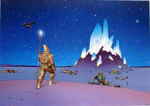Crystal Starwatcher art by Moebius (Jean Giraud) Crystal Starwatcher art by Moebius (Jean Giraud)