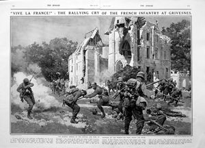 Vive La France! (original page from The Sphere 1918) art by Fortunino Matania Vive La France! (original page from The Sphere 1918) art by Fortunino Matania