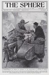 The Evacuation of Civilians in France (original cover page from The Sphere 1918) art by Fortunino Ma The Evacuation of Civilians in France (original cover page from The Sphere 1918) art by Fortunino Ma