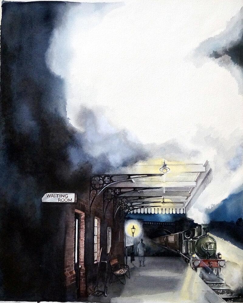 The Ghost Now Standing on Platform One book cover art art by Kim Palmer The Ghost Now Standing on Platform One book cover art art by Kim Palmer