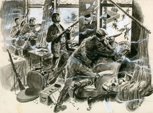 The Battle on the Bridge art by Colin Merrett The Battle on the Bridge art by Colin Merrett