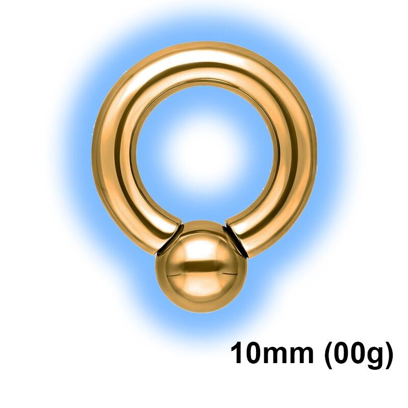 10mm - 00g Large Gauge Titanium BCR Ring - Gold PVD Finish