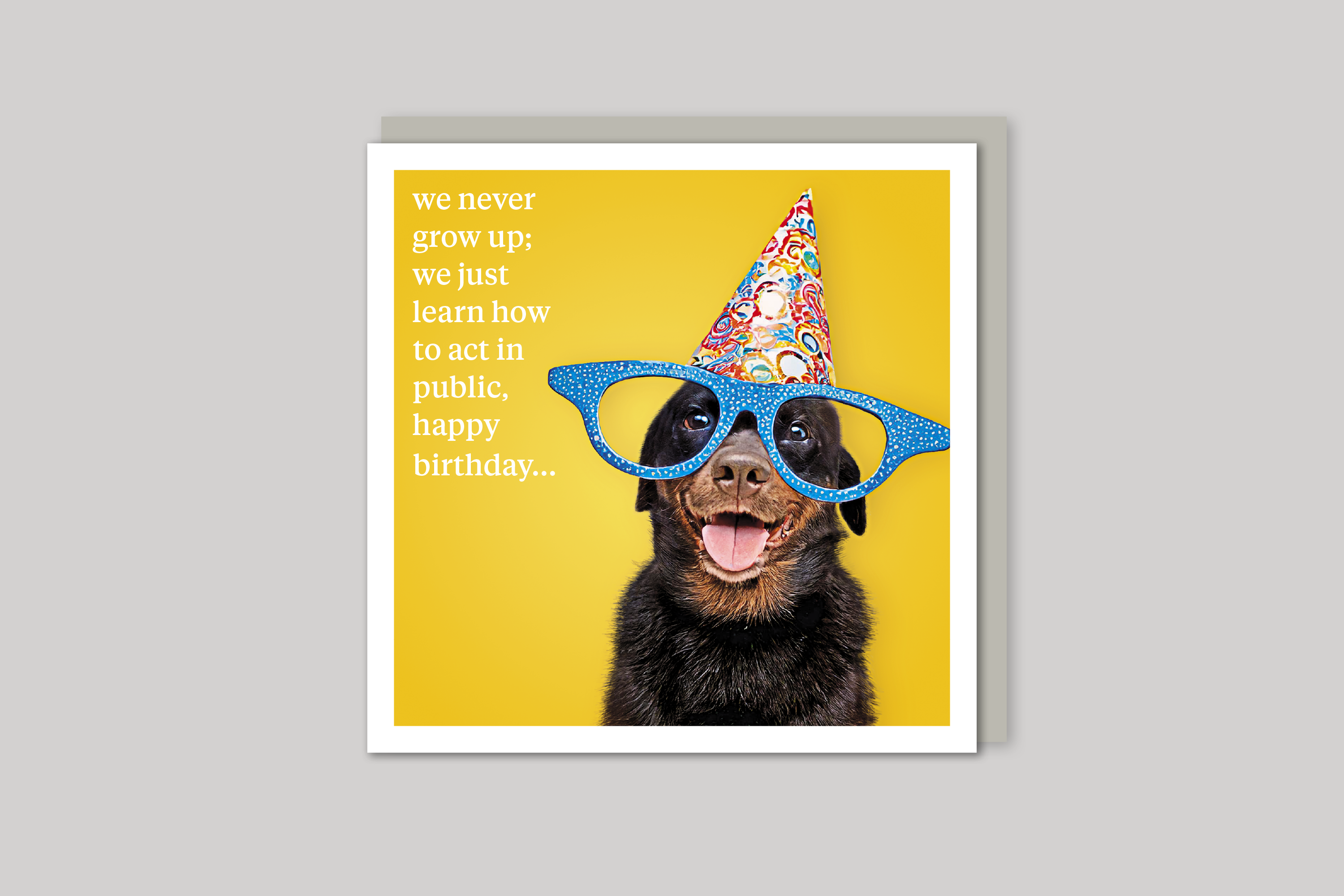 Act in Public quirky animal portrait from Curious World range of greeting cards by Icon, with envelope.