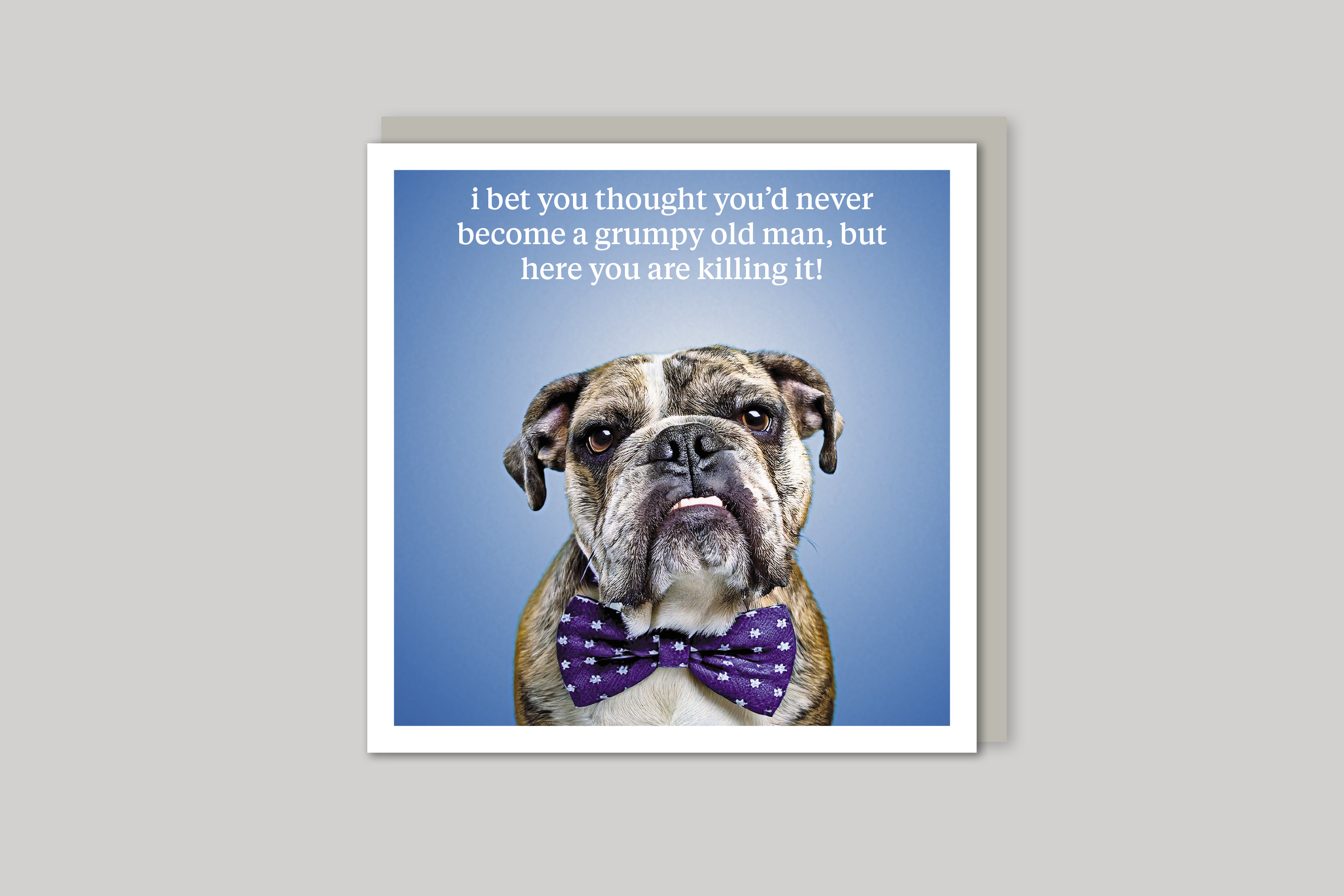 Grumpy old man quirky animal portrait from Curious World range of greeting cards by Icon, with envelope.
