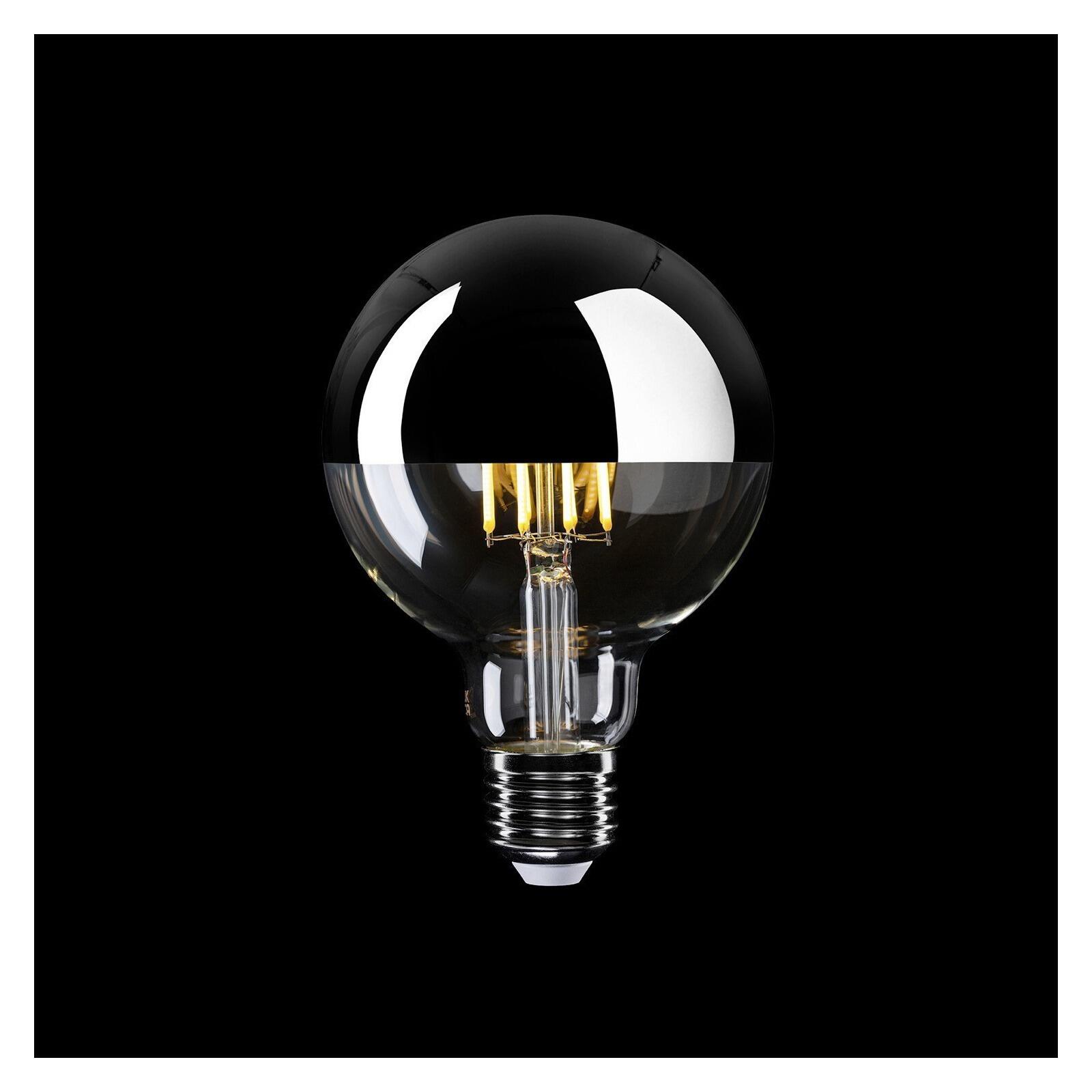 A04 Clear Glass With Half-Sphere Silver Dimmable Bulb, G95 7W E27 2700K