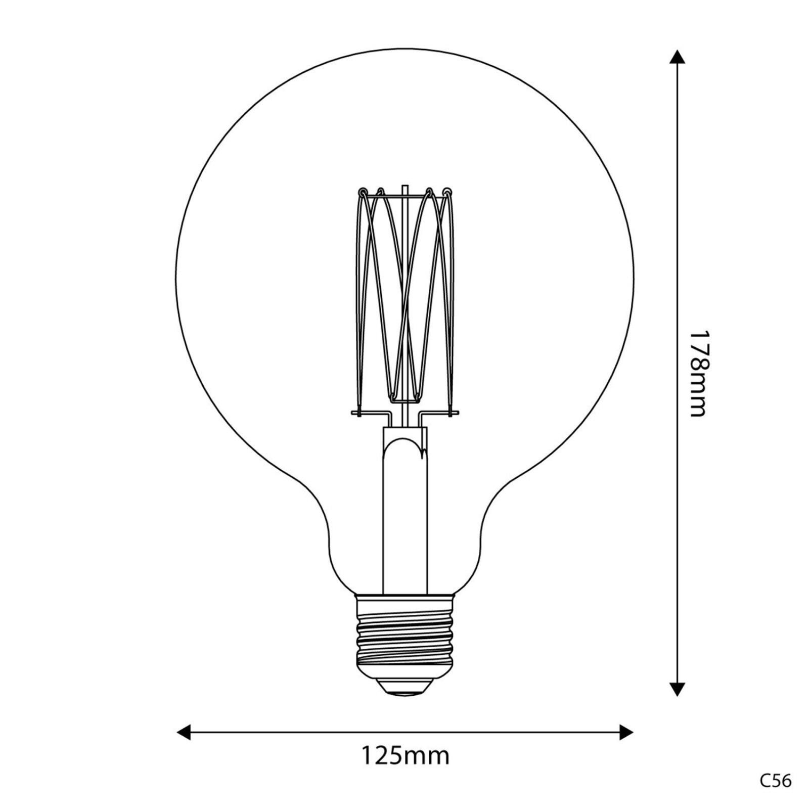 C56 LED Carbon Cage Filament Dimmable Globe Bulb, G125 7W E27 2700K