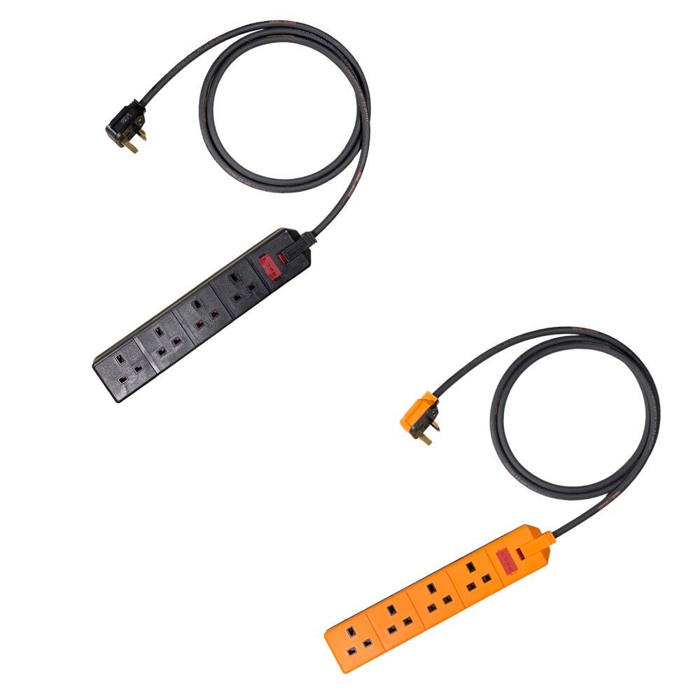13AMP 4 GANG 230V BLACK HEAVY DUTY EXTENSION LEAD