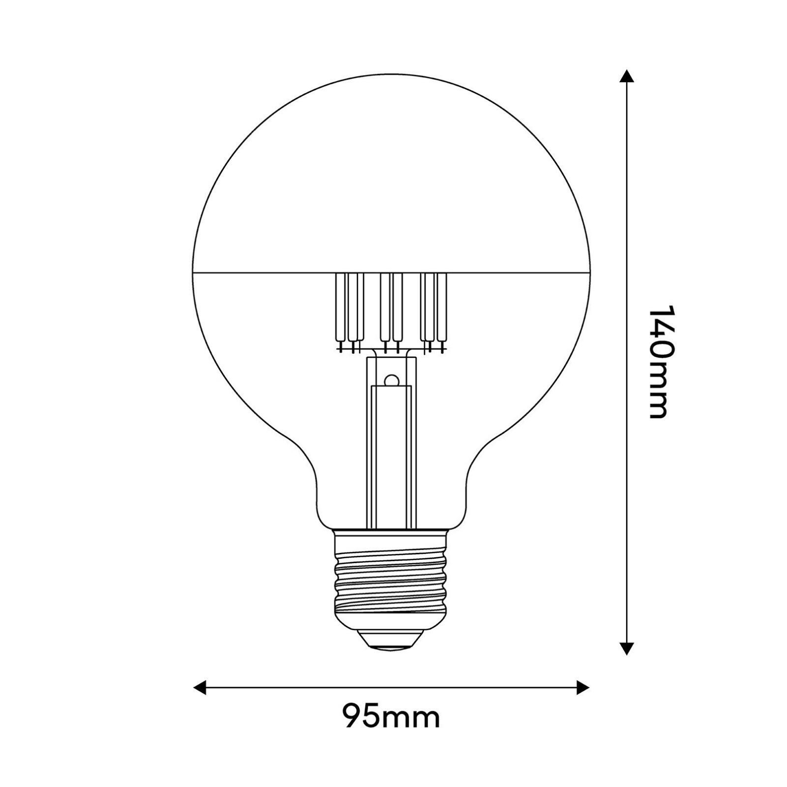 A04 Clear Glass With Half-Sphere Silver Dimmable Bulb, G95 7W E27 2700K