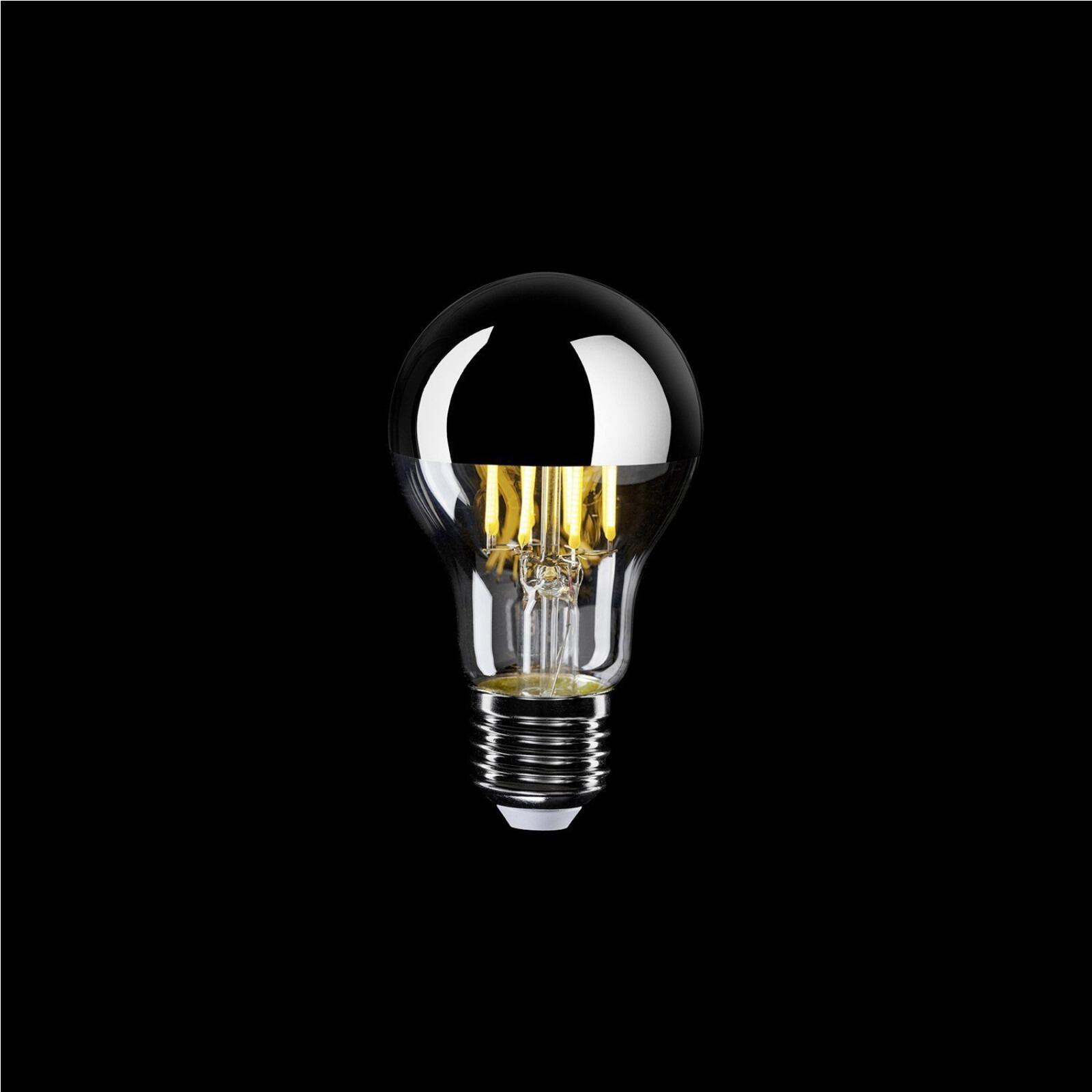 A02 LED Silver Half-Sphere Dimmable Drop Bulb, A60 7W E27 2700K