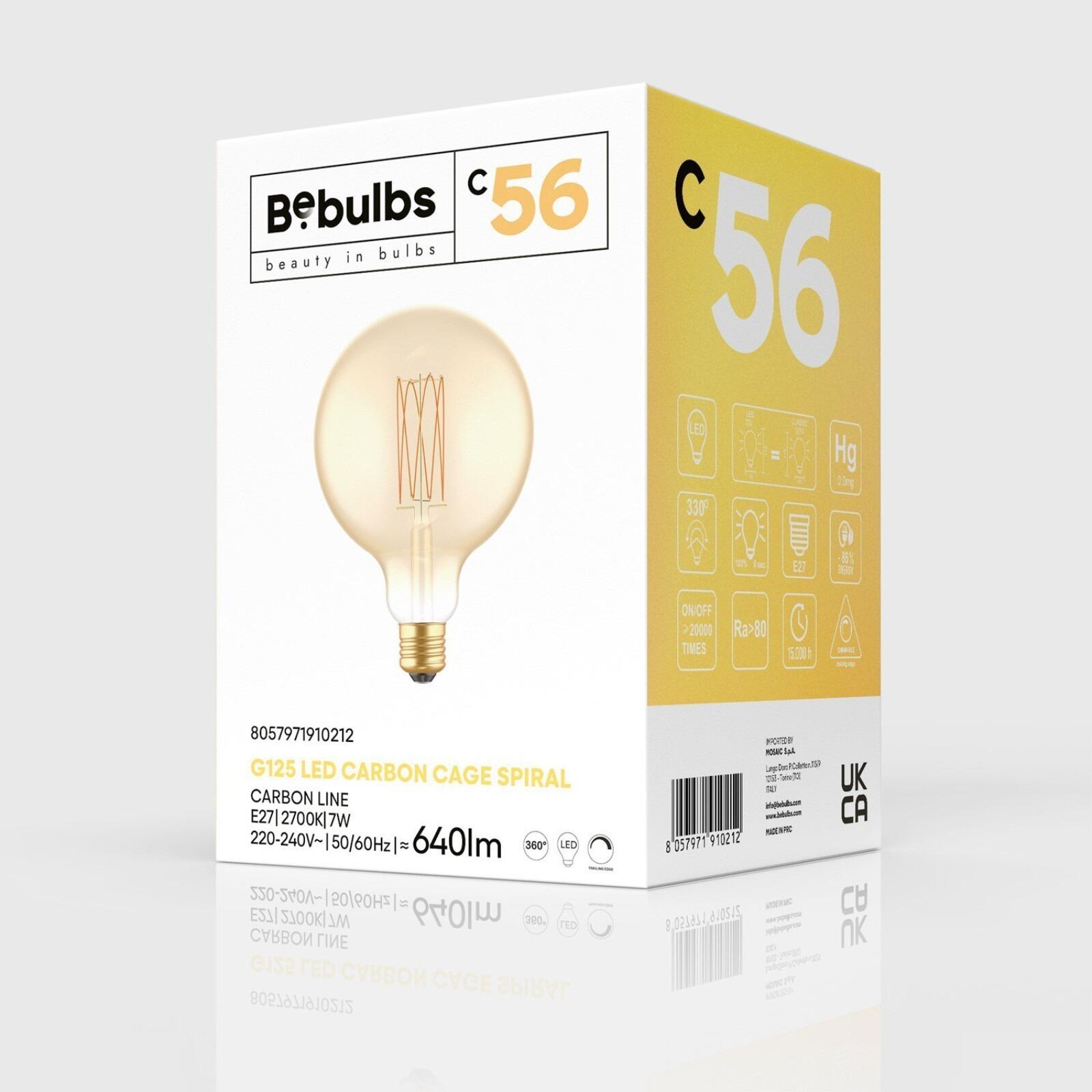 C56 LED Carbon Cage Filament Dimmable Globe Bulb, G125 7W E27 2700K