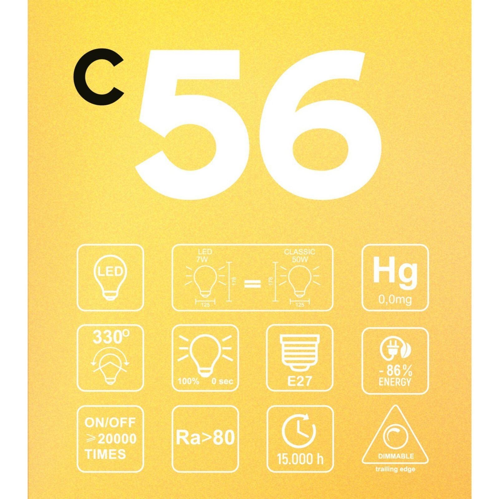 C56 LED Carbon Cage Filament Dimmable Globe Bulb, G125 7W E27 2700K