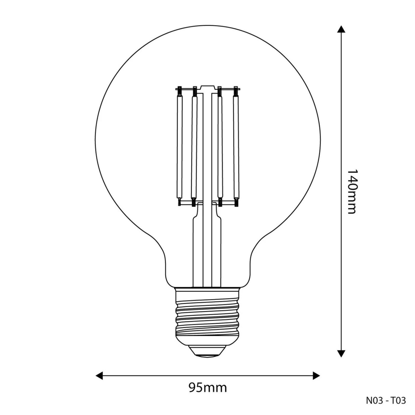 N03 LED Transparent Dimmable Globe Bulb, G95 7W 806LM E27 3500K