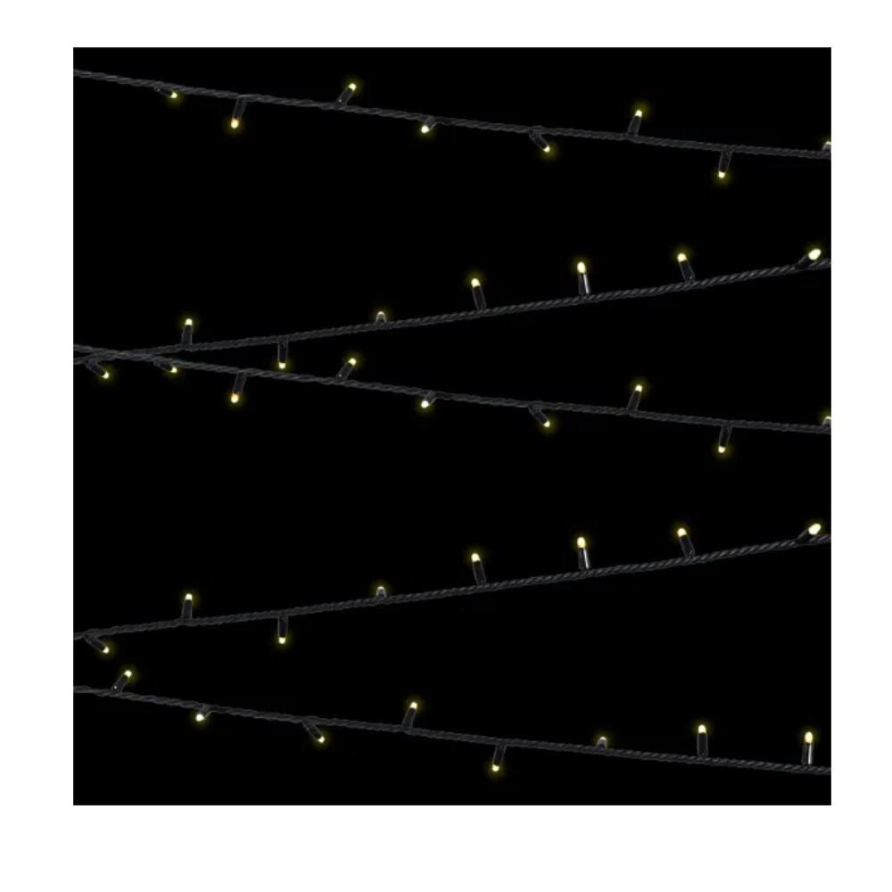 100 Warm White LEDs/10M Black Rubber Cable String Light | powershackshop.co.uk