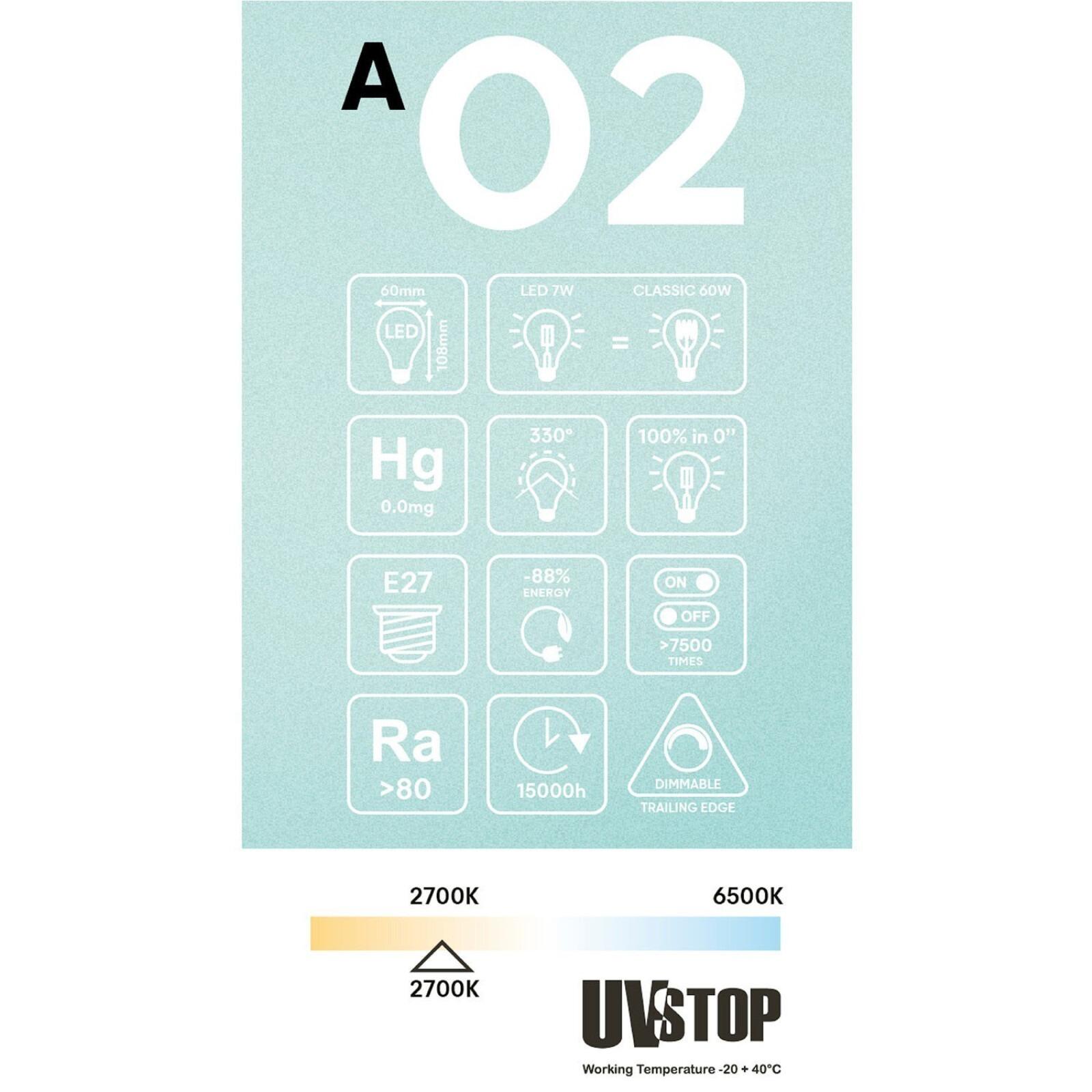 A02 LED Silver Half-Sphere Dimmable Drop Bulb, A60 7W E27 2700K