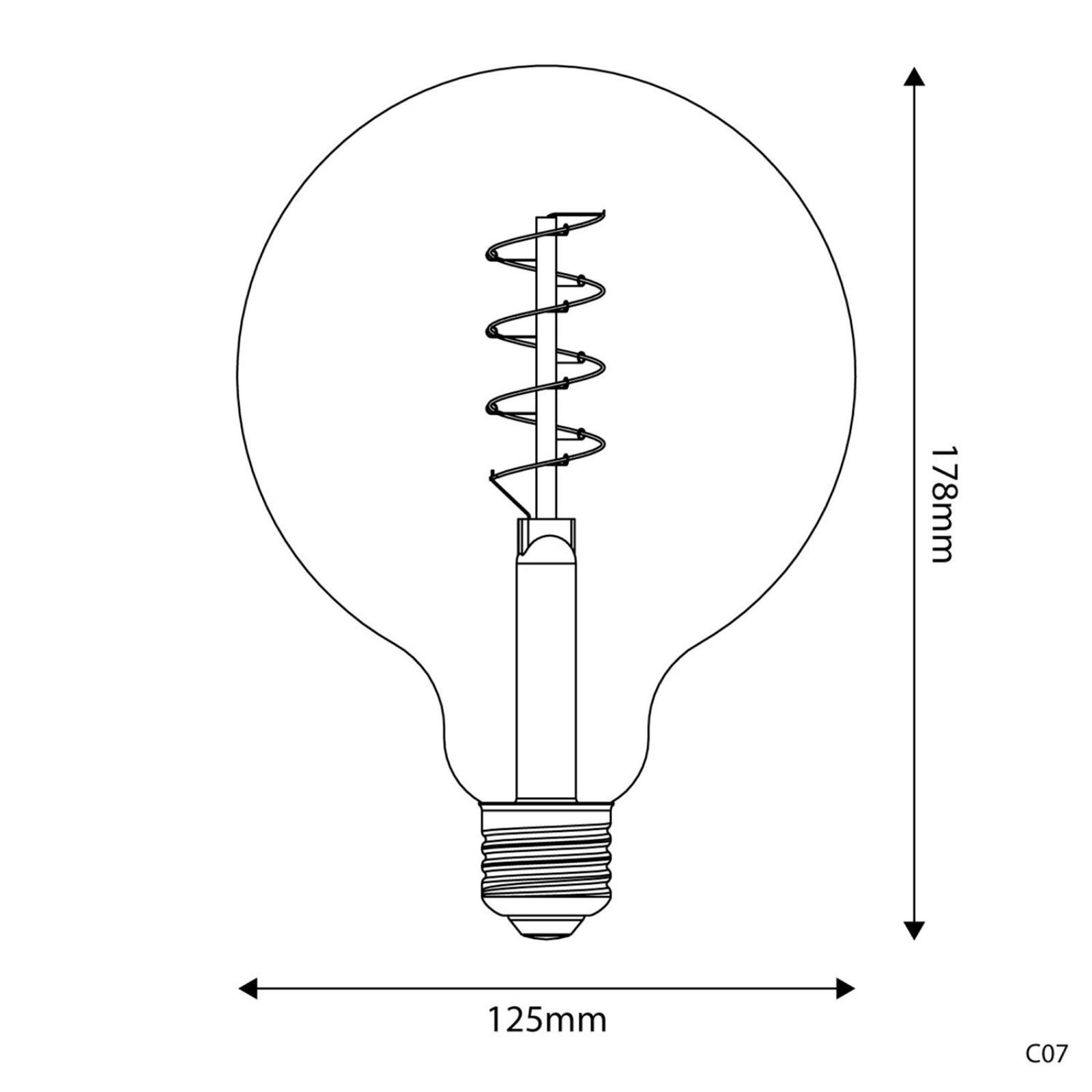 C07 LED Carbon Spiral Filament Dimmable Globe Bulb, G125 4W E27 1800K