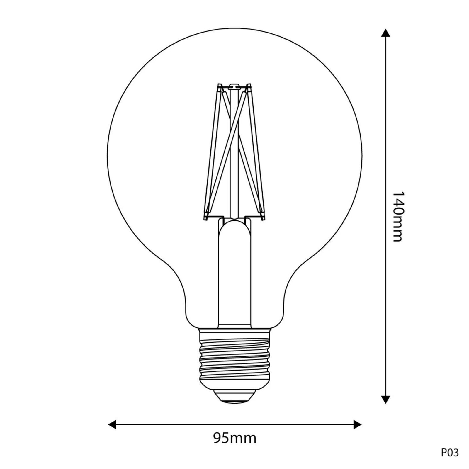 P02 LED Porcelain Effect Globe Bulb, G95 7W CRI 95 640LM E27 2700K