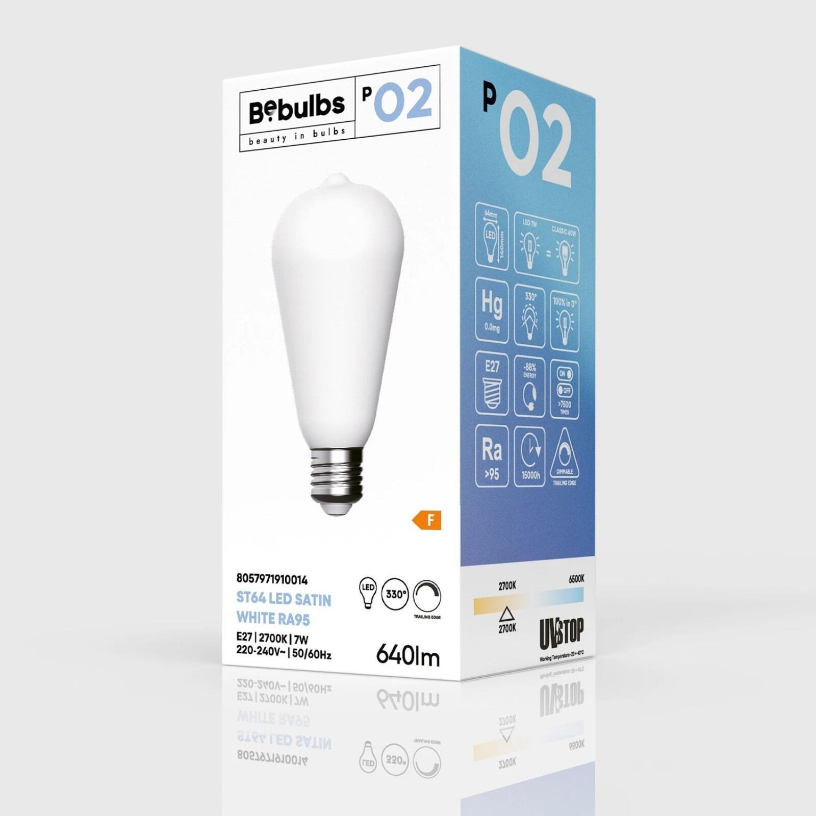 P02 LED Porcelain Effect Bulb, ST64 7W CRI 95 640LM E27 2700K