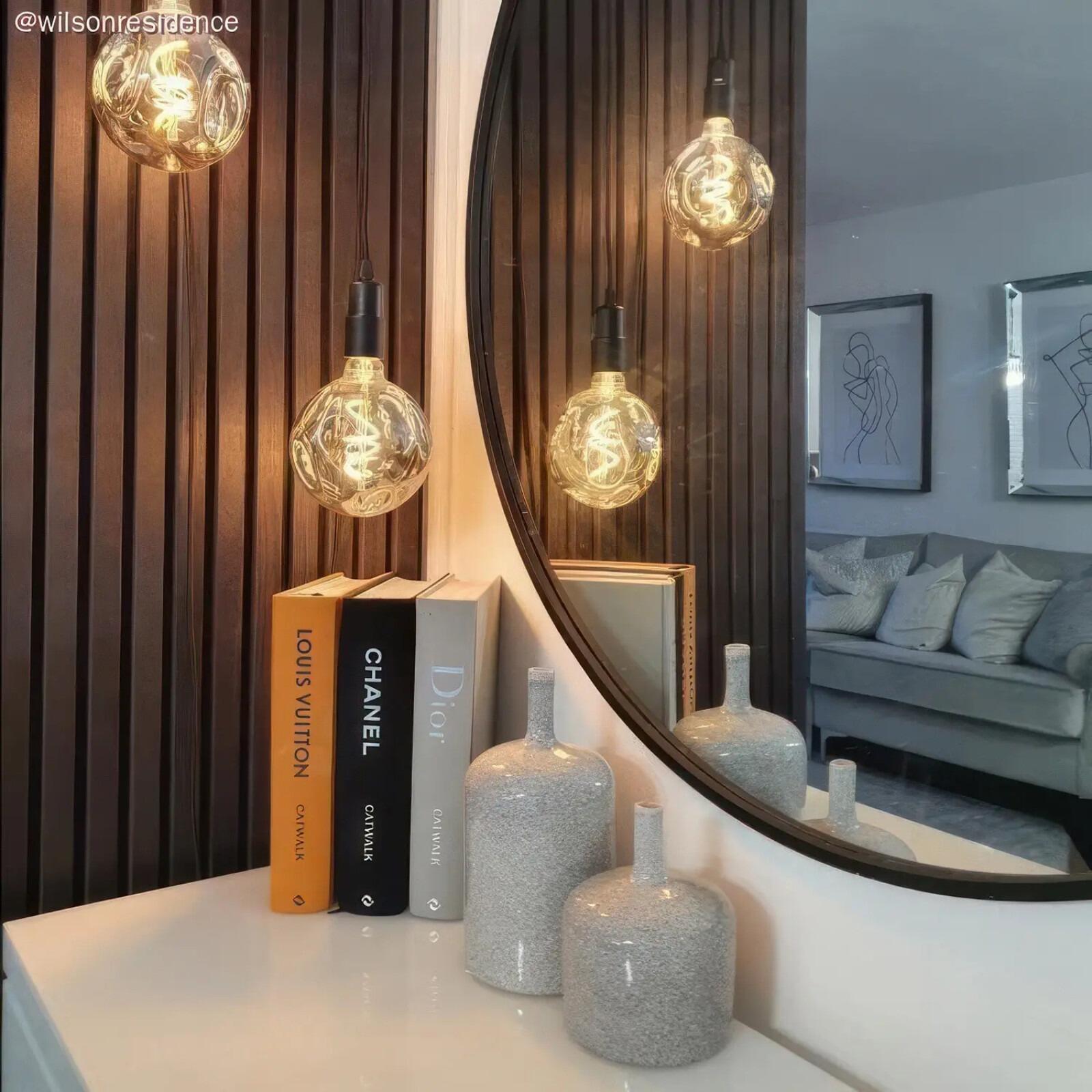S03 LED Bumped Smokey Spiral Filament Dimmable Globe Bulb, G140 5W 150LM E27 2000K